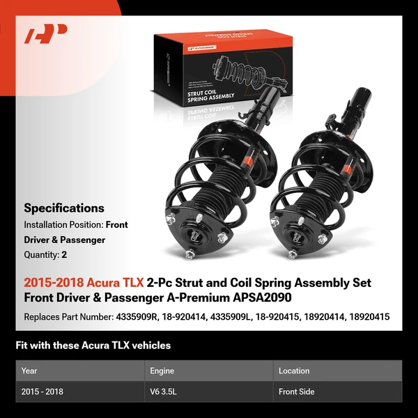 2015-2018 Acura TLX 2-Pc Strut and Coil Spring Assembly Set Front Driver & Passenger A-Premium APSA2090