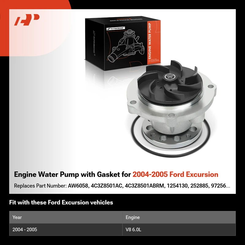 Engine Water Pump with Gasket for 2004-2005 Ford Excursion