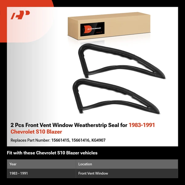 2 Pcs Front Vent Window Weatherstrip Seal for 1983-1991 Chevrolet S10 Blazer