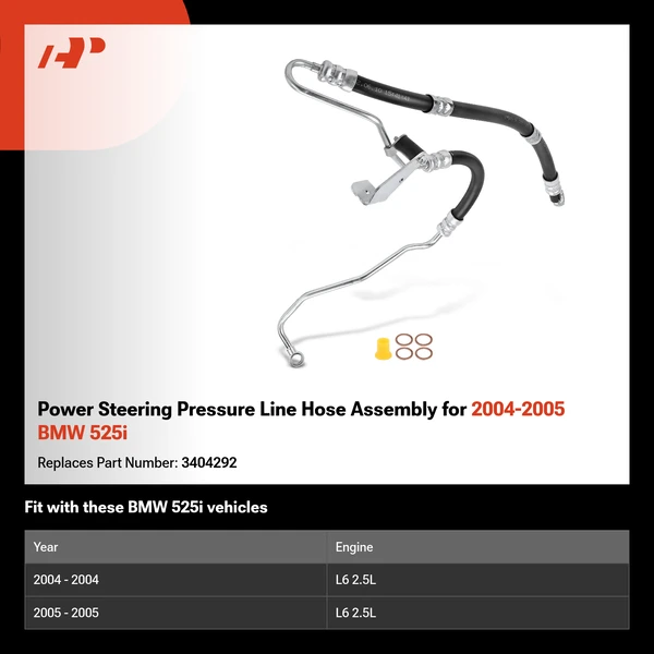 Power Steering Pressure Line Hose Assembly for 2004-2005 BMW 525i