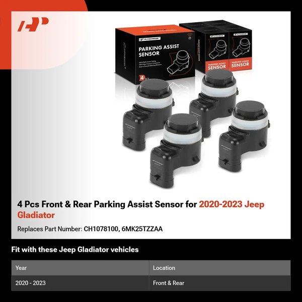 4 Pcs Front & Rear Parking Assist Sensor for 2020-2023 Jeep Gladiator