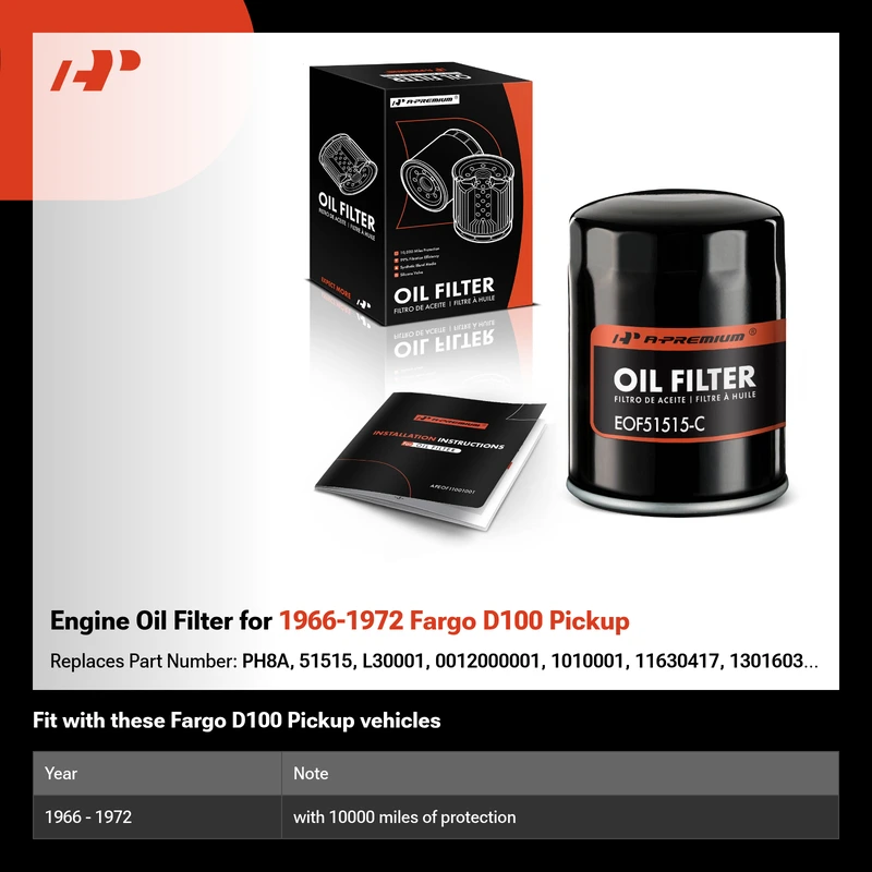 Engine Oil Filter for 1966-1972 Fargo D100 Pickup