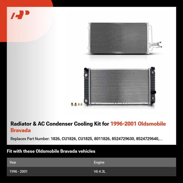 Radiator & AC Condenser Cooling Kit for 1996-2001 Oldsmobile Bravada