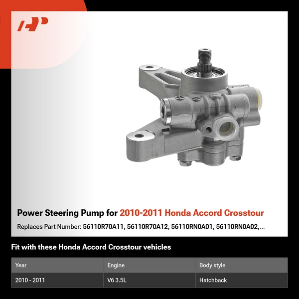 Power Steering Pump for 2010-2011 Honda Accord Crosstour