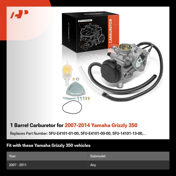 1 Barrel Carburetor for 2007-2014 Yamaha Grizzly 350