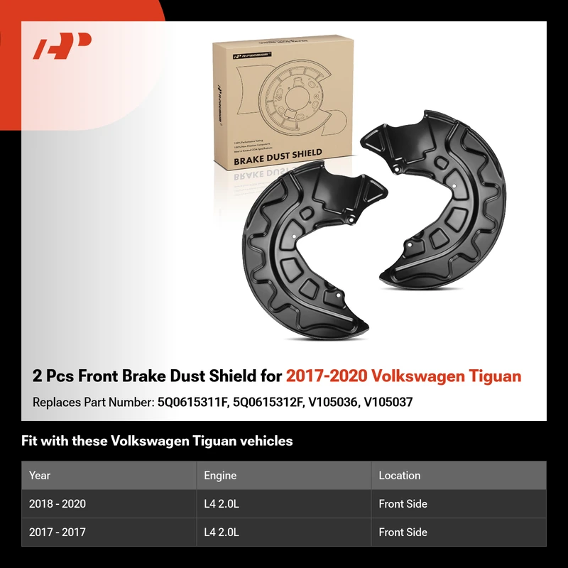 2 Pcs Front Brake Dust Shield for 2017-2020 Volkswagen Tiguan