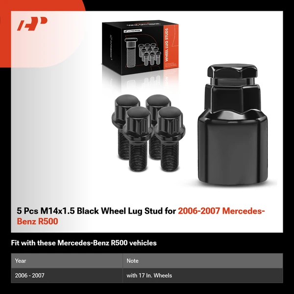 5 Pcs M14x1.5 Black Wheel Lug Stud for 2006-2007 Mercedes-Benz R500