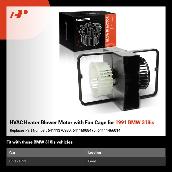 HVAC Heater Blower Motor with Fan Cage for 1991 BMW 318is
