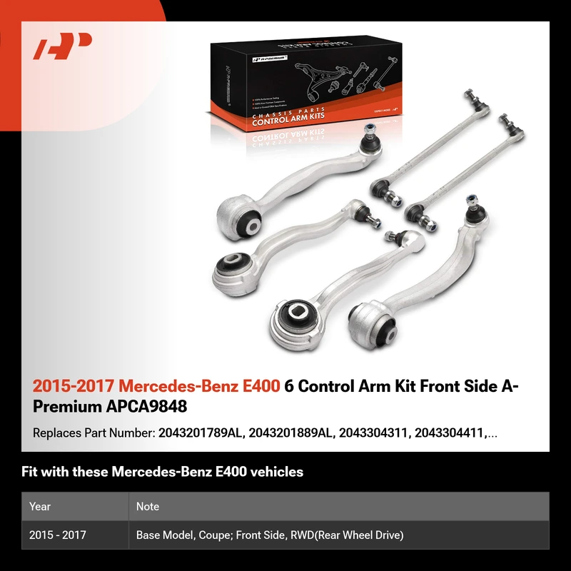 2015-2017 Mercedes-Benz E400 6 Control Arm Kit Front Side A-Premium APCA9848