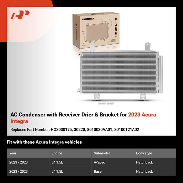 AC Condenser with Receiver Drier & Bracket for 2023 Acura Integra