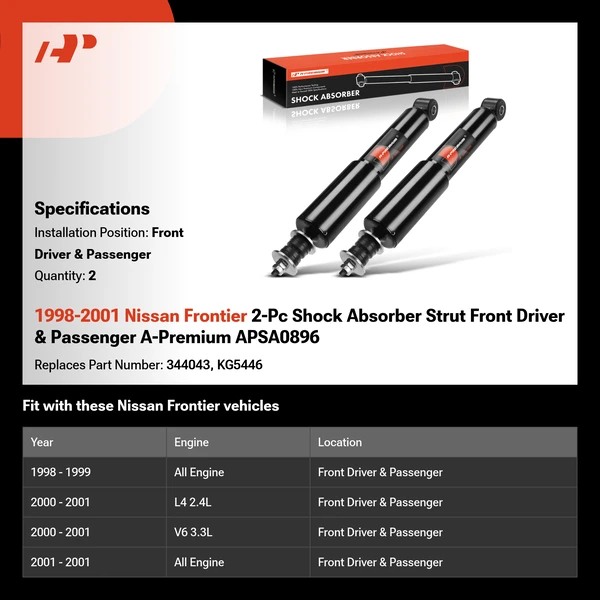 1998-2001 Nissan Frontier 2-Pc Shock Absorber Strut Front Driver & Passenger A-Premium APSA0896