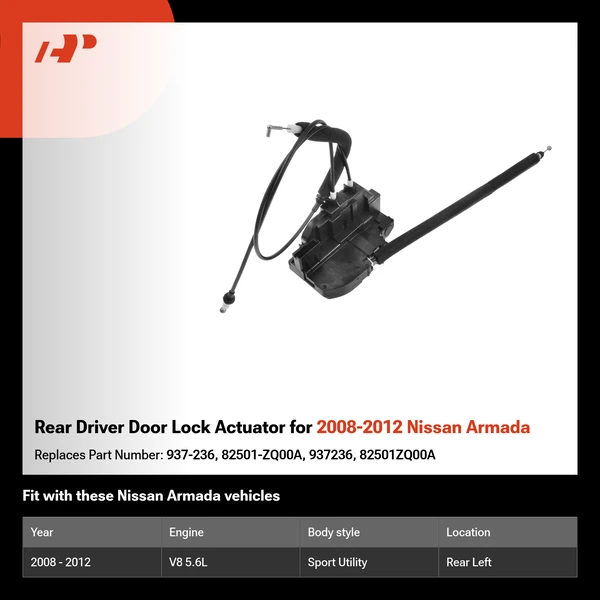 Rear Driver Door Lock Actuator for 2008-2012 Nissan Armada