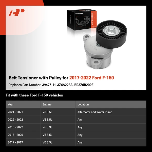 Belt Tensioner with Pulley for 2017-2022 Ford F-150