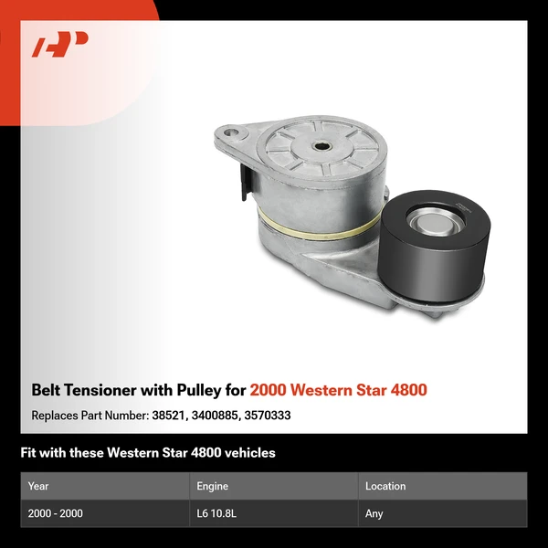Belt Tensioner with Pulley for 2000 Western Star 4800