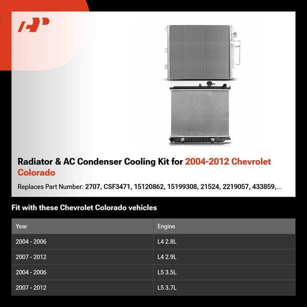Radiator & AC Condenser Cooling Kit for 2004-2012 Chevrolet Colorado