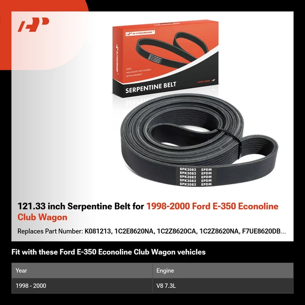 121.33 inch Serpentine Belt for 1998-2000 Ford E-350 Econoline Club Wagon