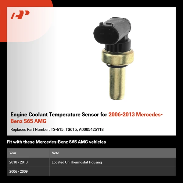 Engine Coolant Temperature Sensor for 2006-2013 Mercedes-Benz S65 AMG