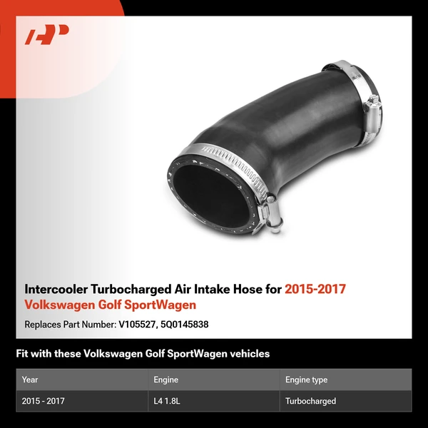 Intercooler Turbocharged Air Intake Hose for 2015-2017 Volkswagen Golf SportWagen