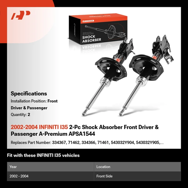 2002-2004 INFINITI I35 2-Pc Shock Absorber Front Driver & Passenger A-Premium APSA1544