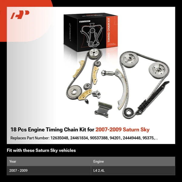 18 Pcs Engine Timing Chain Kit for 2007-2009 Saturn Sky