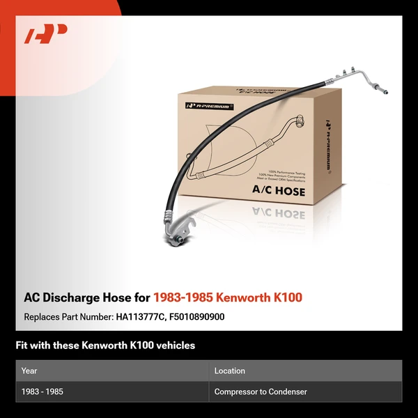 AC Discharge Hose for 1983-1985 Kenworth K100