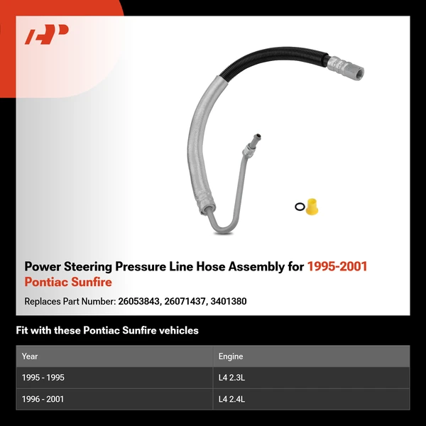 Power Steering Pressure Line Hose Assembly for 1995-2001 Pontiac Sunfire