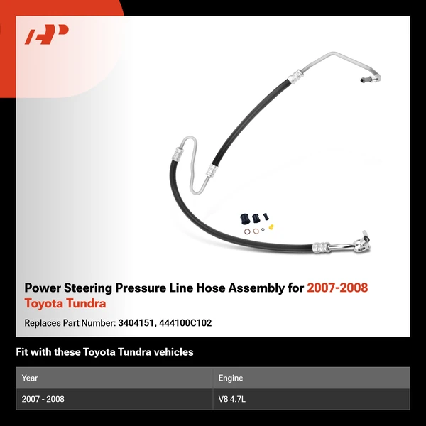 Power Steering Pressure Line Hose Assembly for 2007-2008 Toyota Tundra