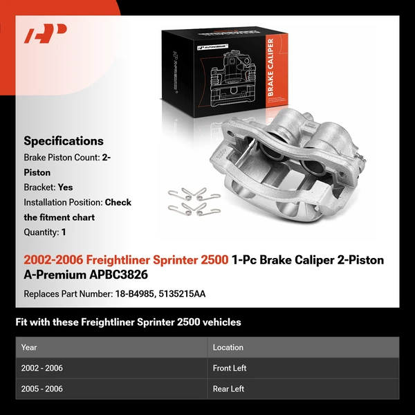 2002-2006 Freightliner Sprinter 2500 1-Pc Brake Caliper 2-Piston A-Premium APBC3826