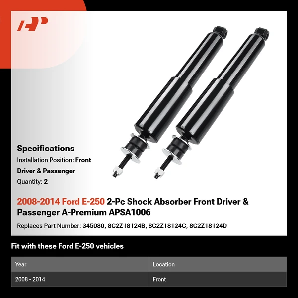 2008-2014 Ford E-250 2-Pc Shock Absorber Front Driver & Passenger A-Premium APSA1006