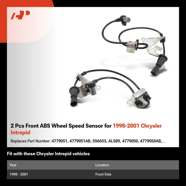 2 Pcs Front ABS Wheel Speed Sensor for 1998-2001 Chrysler Intrepid