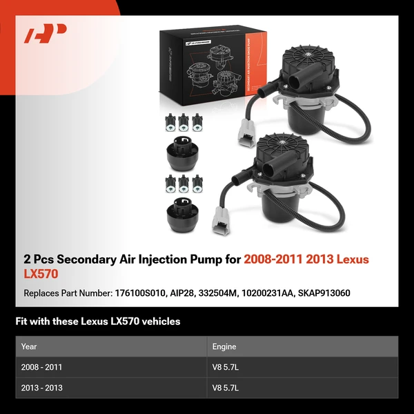 2 Pcs Secondary Air Injection Pump for 2008-2011 2013 Lexus LX570