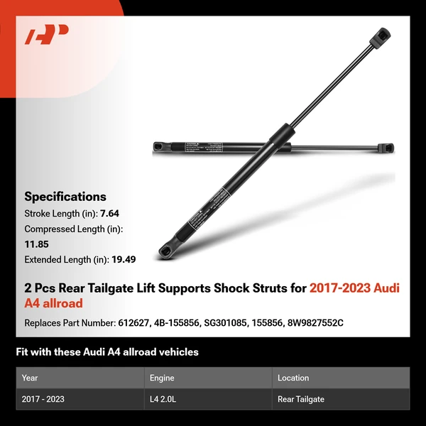 2 Pcs Rear Tailgate Lift Supports Shock Struts for 2017-2023 Audi A4 allroad