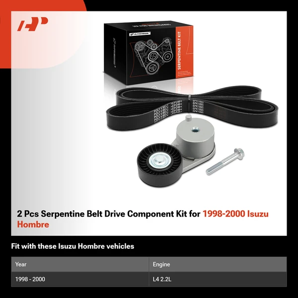 2 Pcs Serpentine Belt Drive Component Kit for 1998-2000 Isuzu Hombre