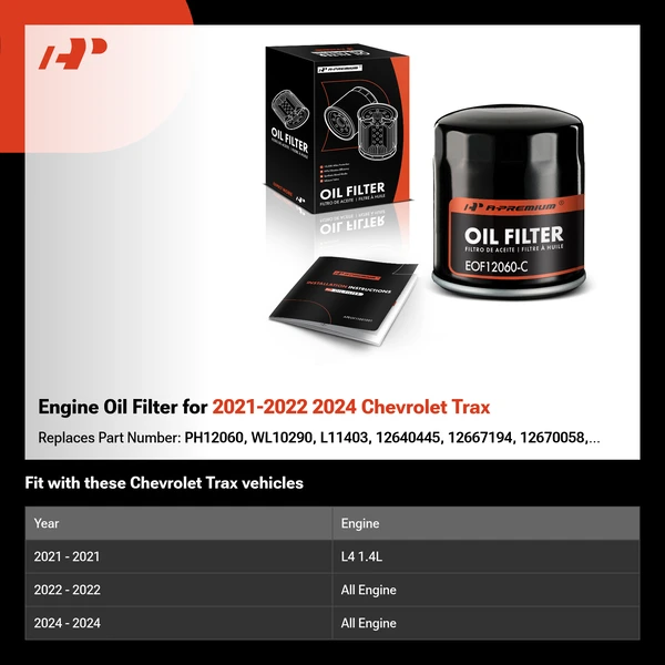 Engine Oil Filter for 2021-2022 2024 Chevrolet Trax
