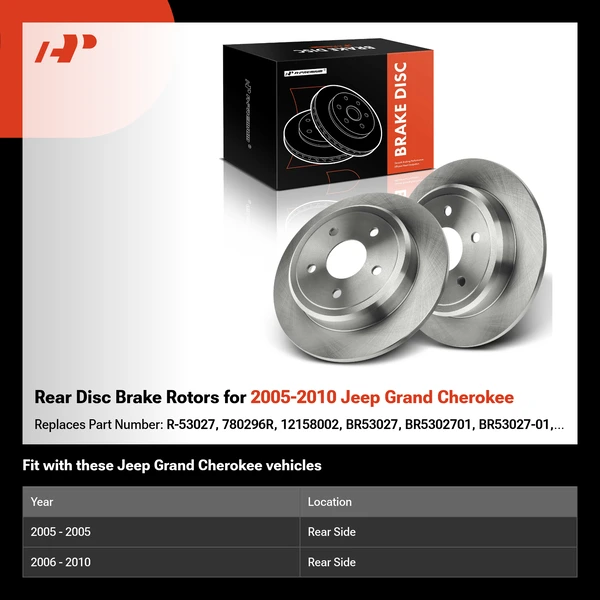Rear Disc Brake Rotors for 2005-2010 Jeep Grand Cherokee