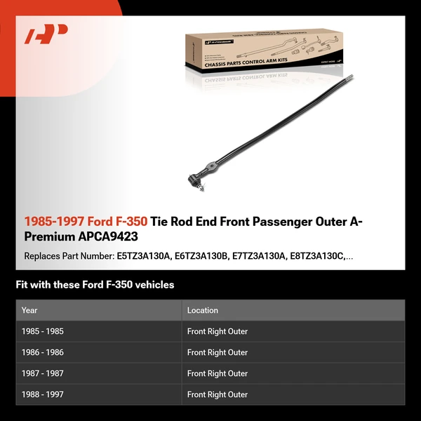 1985-1997 Ford F-350 Tie Rod End Front Passenger Outer A-Premium APCA9423