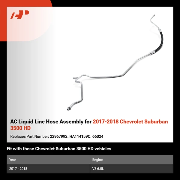 AC Liquid Line Hose Assembly for 2017-2018 Chevrolet Suburban 3500 HD