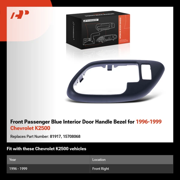 Front Passenger Blue Interior Door Handle Bezel for 1996-1999 Chevrolet K2500