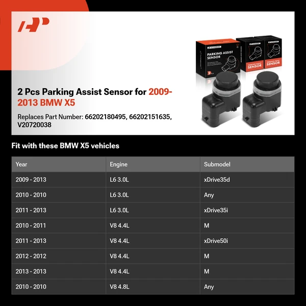 2 Pcs Parking Assist Sensor for 2009-2013 BMW X5