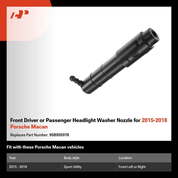 Front Driver or Passenger Headlight Washer Nozzle for 2015-2018 Porsche Macan