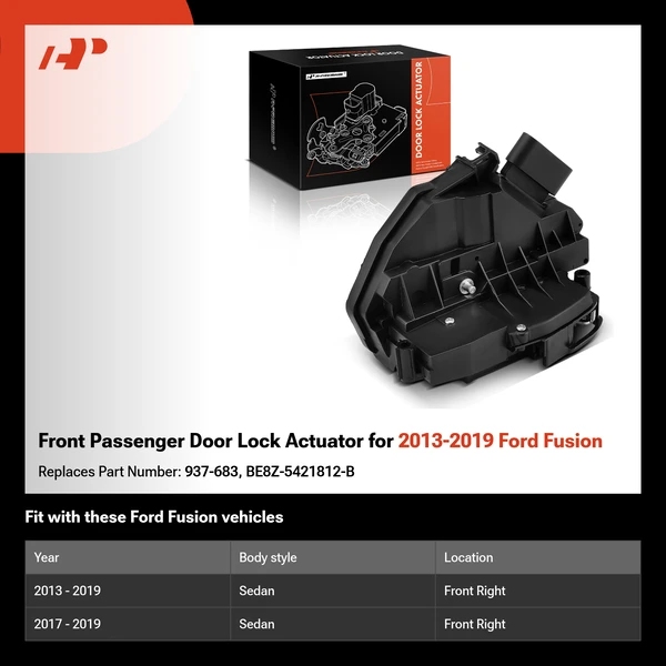 Front Passenger Door Lock Actuator for 2013-2019 Ford Fusion