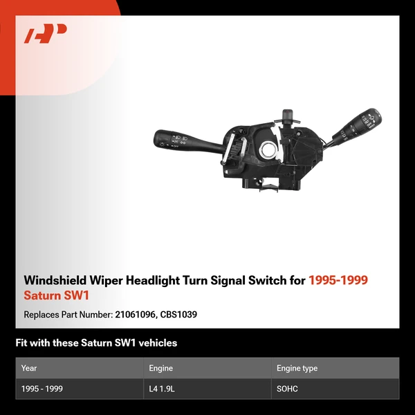 Windshield Wiper Headlight Turn Signal Switch for 1995-1999 Saturn SW1