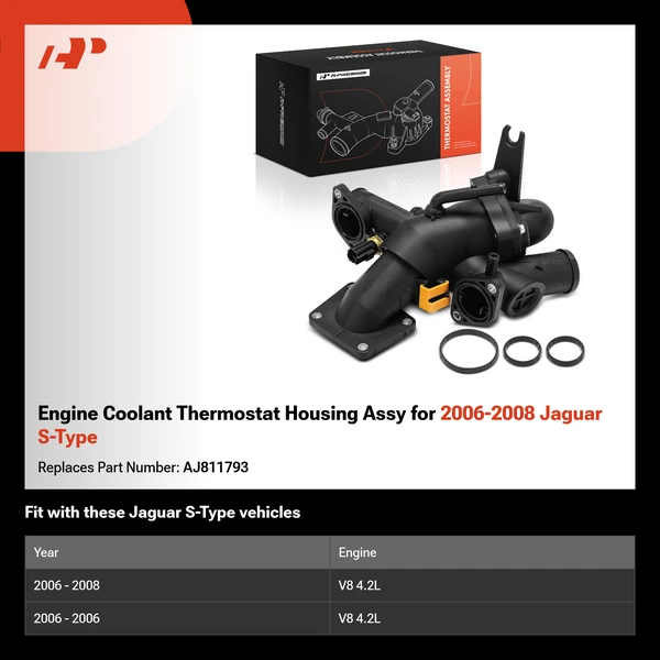 Engine Coolant Thermostat Housing Assy for 2006-2008 Jaguar S-Type