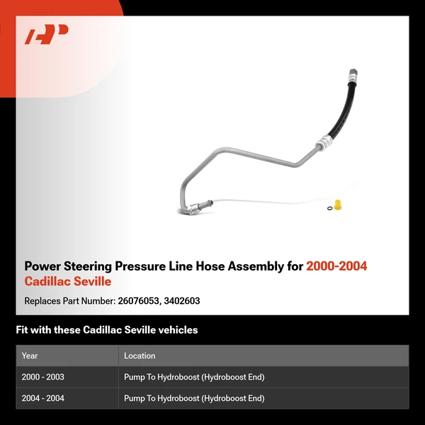 Power Steering Pressure Line Hose Assembly for 2000-2004 Cadillac Seville