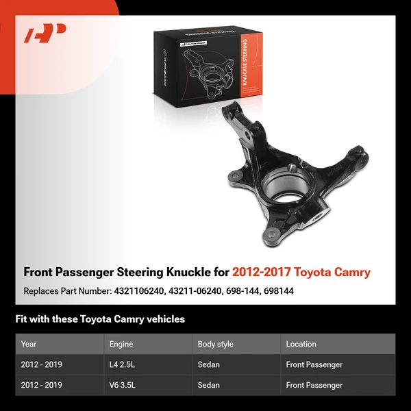Front Passenger Steering Knuckle for 2012-2017 Toyota Camry
