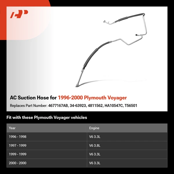 AC Suction Hose for 1996-2000 Plymouth Voyager
