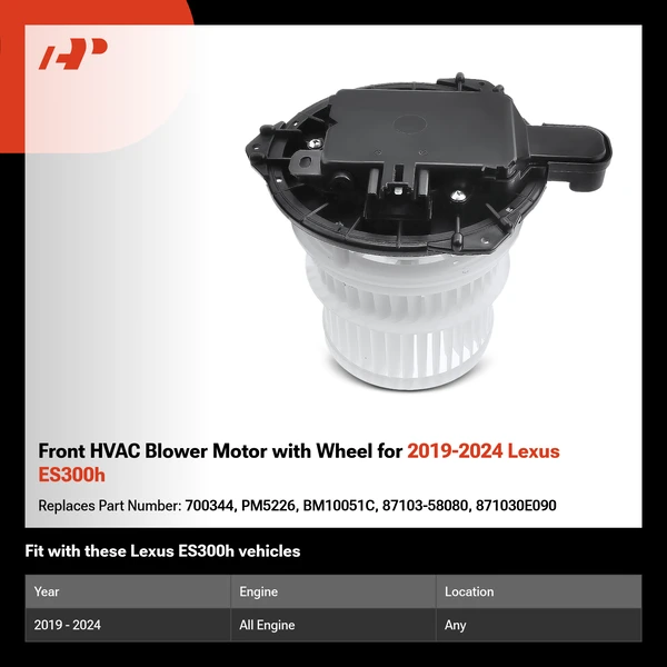Front HVAC Blower Motor with Wheel for 2019-2024 Lexus ES300h
