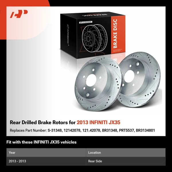 Rear Drilled Brake Rotors for 2013 INFINITI JX35