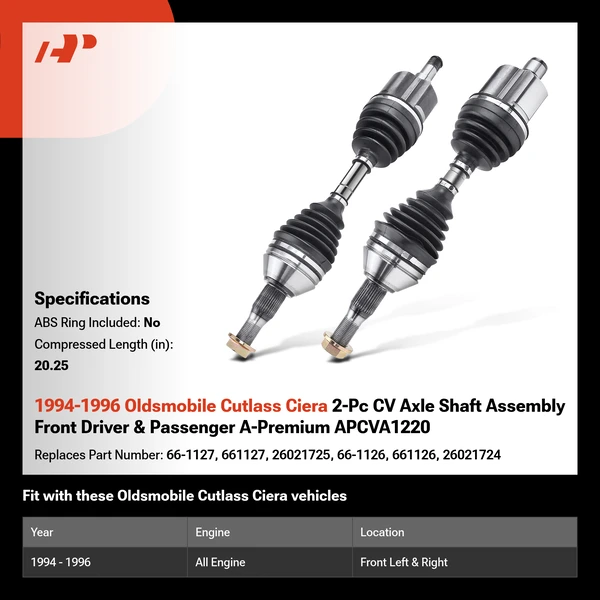 1994-1996 Oldsmobile Cutlass Ciera 2-Pc CV Axle Shaft Assembly Front Driver & Passenger A-Premium APCVA1220