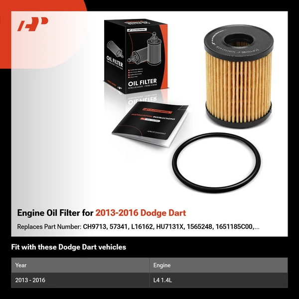 Engine Oil Filter for 2013-2016 Dodge Dart